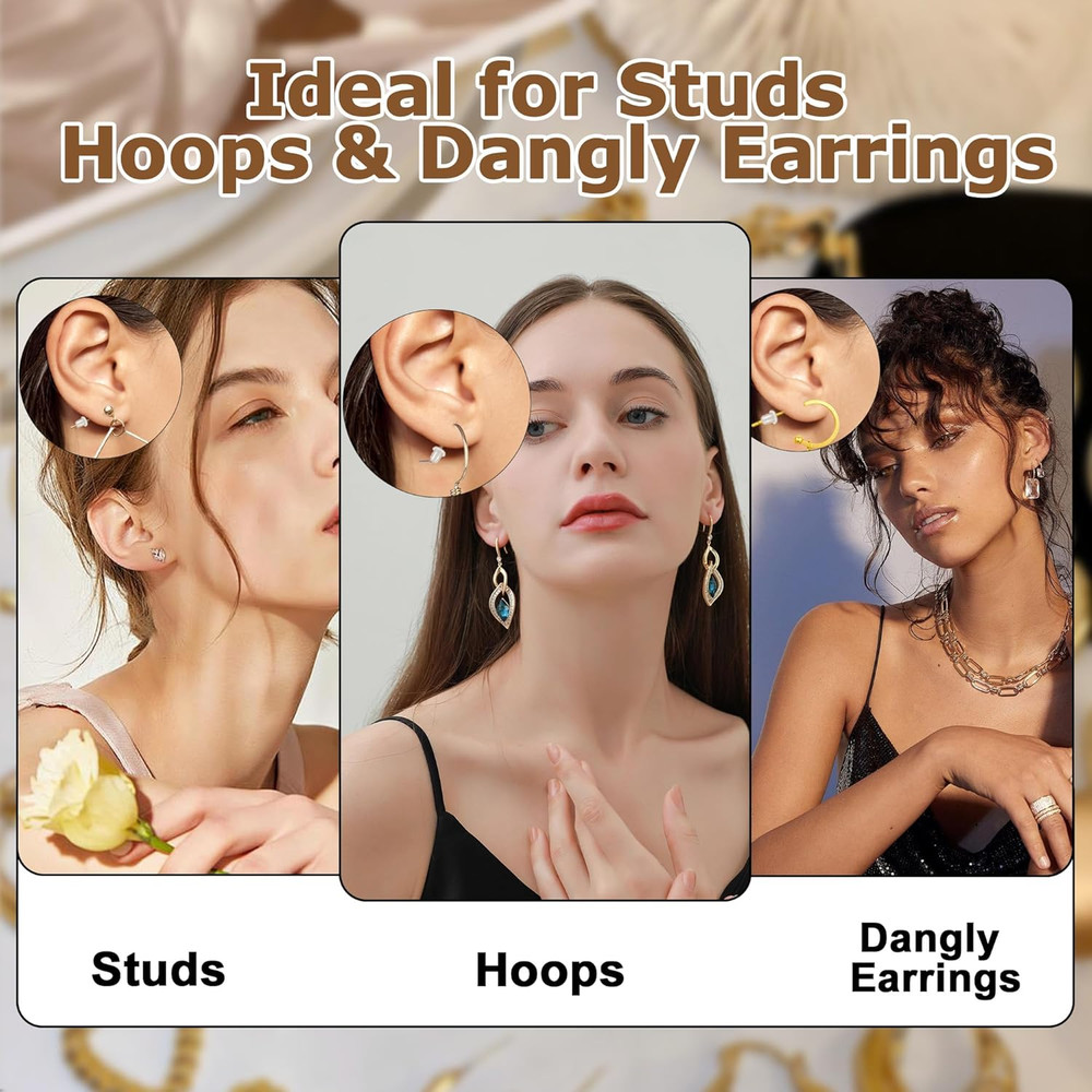 1400PCS Silicone Earring Backs – Clear Stud & Hoop Replacements with Storage Box