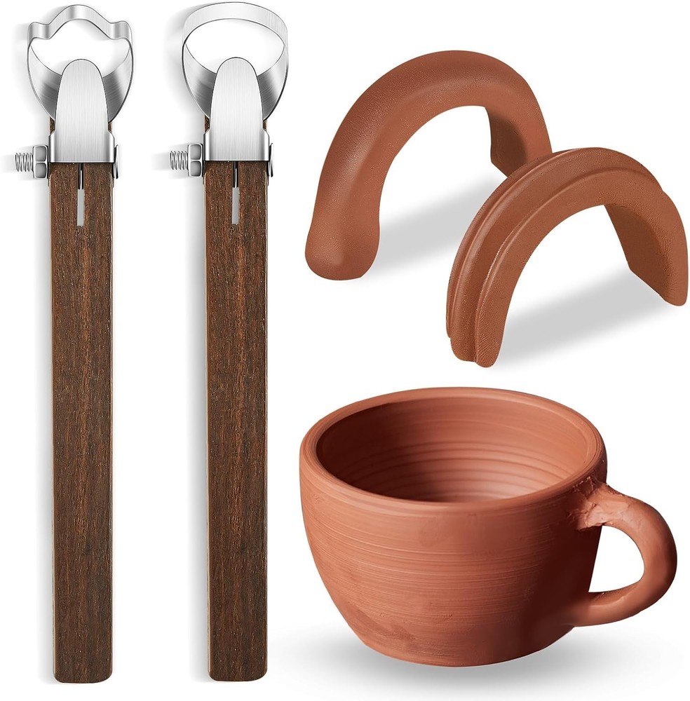 2 Pcs Sculpture Scraper Pottery Carving Tool Pottery Cup Handle Shape Clay Ex...