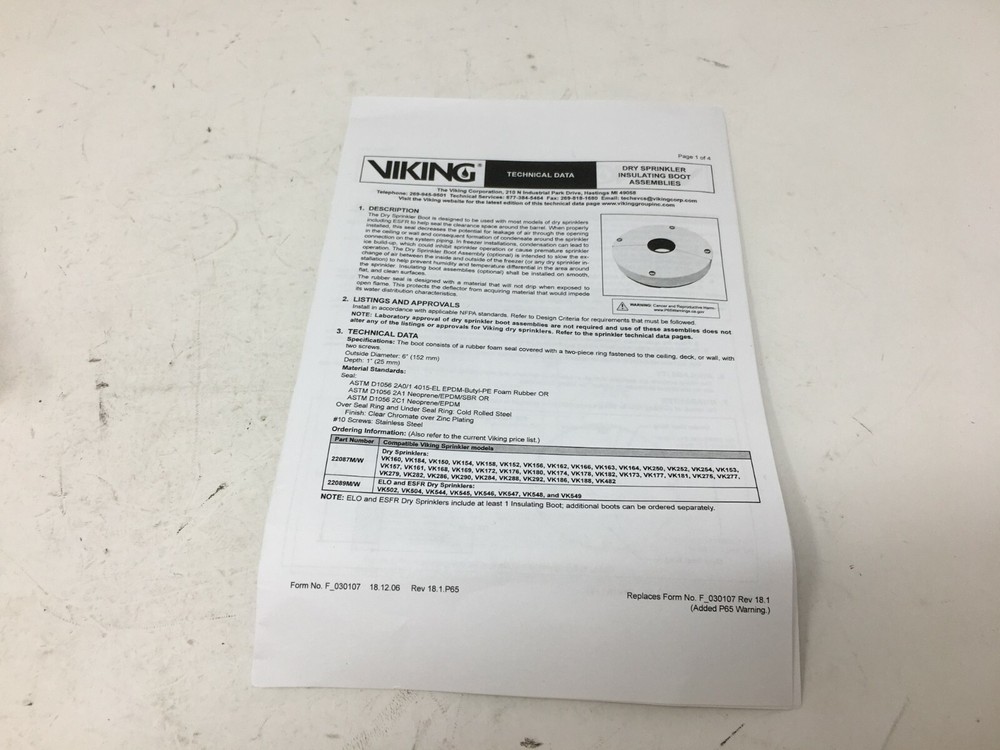 VIKING K11.2 Dry Sprinkler Boot Assembly