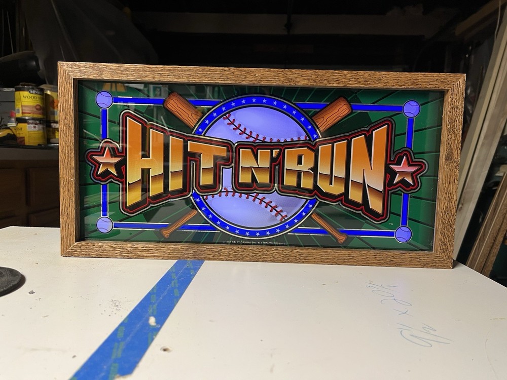 Original Slot Machine Glass In Solid Oak Frame With Battery LED Light & Remote