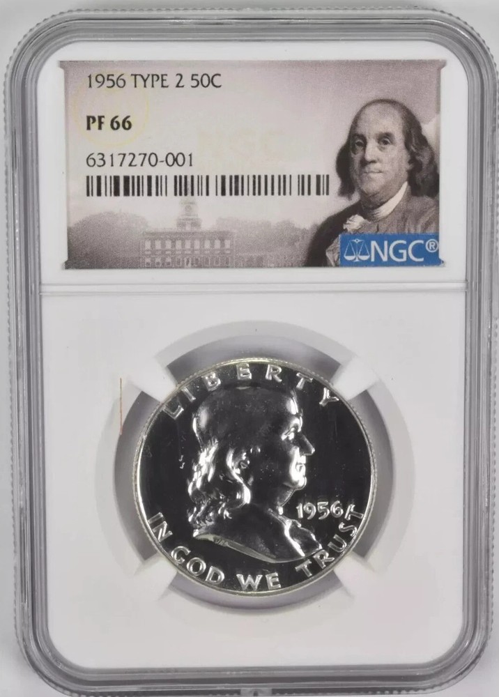 1956 Silver Franklin Half Dollar 50C Type 2 NGC PF 66