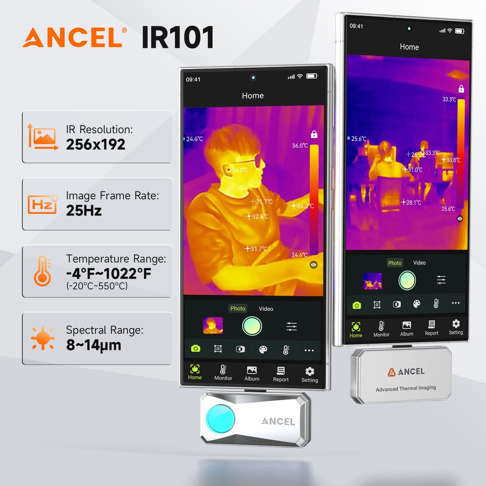 Thermal Imaging Camera for Android Type-C Temperature Accuracy 25Hz Reframe Rate
