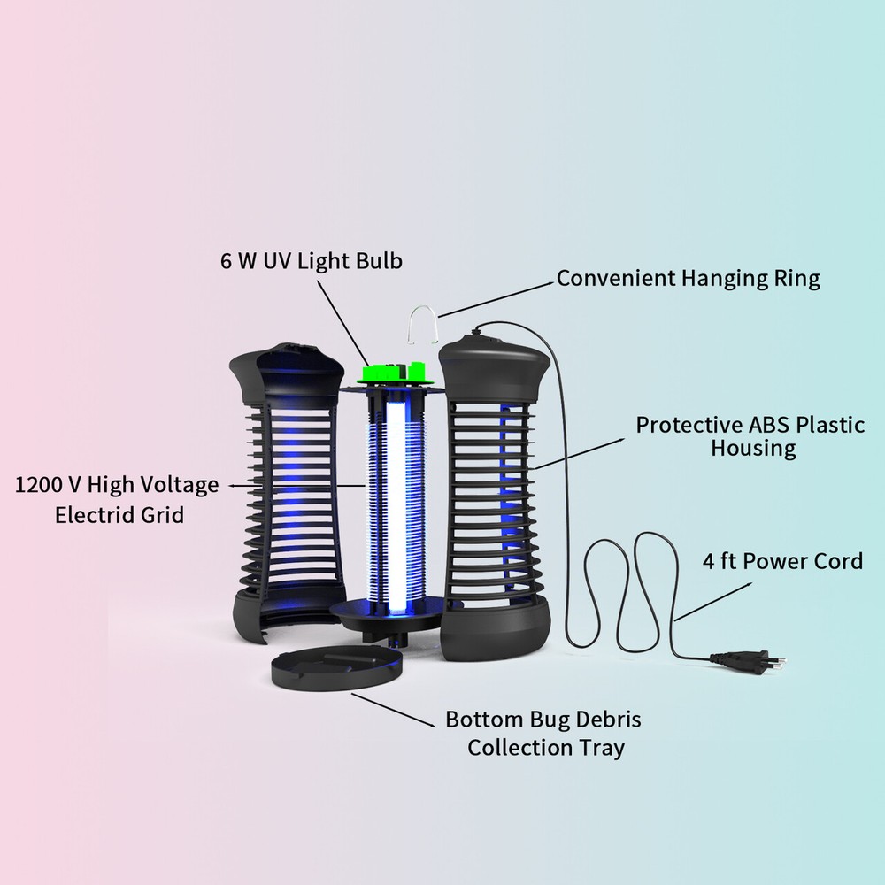 U.S. Solid UV Fly Bug Insect Zapper Mosquito Killer Lamp 6W Indoors