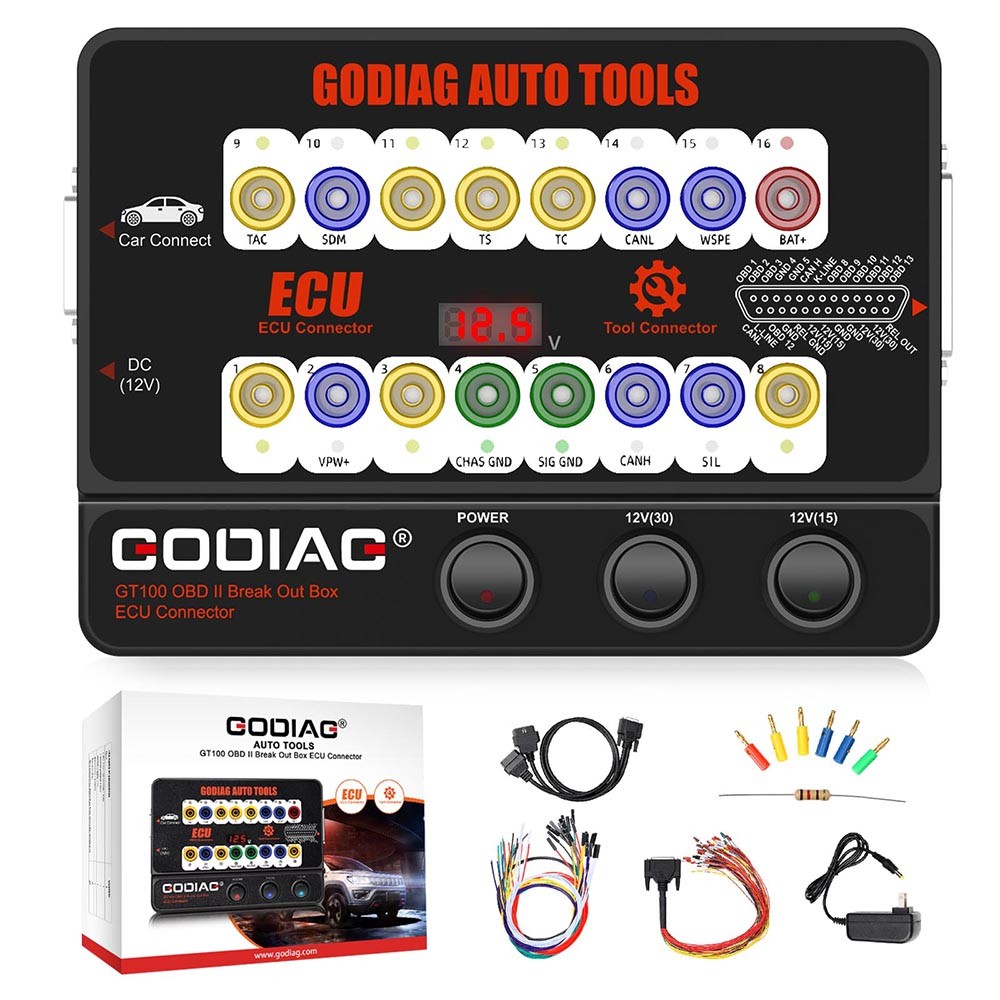 GODIAG GT100 Auto Tool OBDII Protocol Detector OBD2 Breakout Box E-C-U Connector