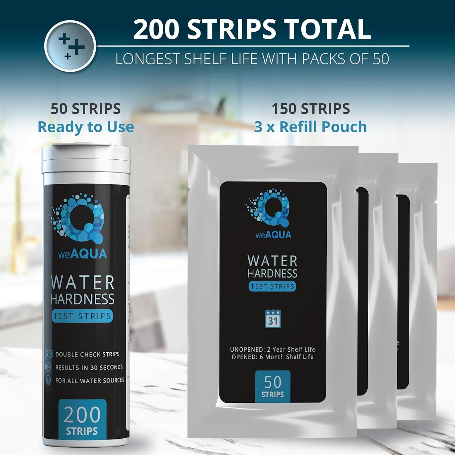 Water Hardness Test Kit 200 Strips Drinking Tap Pool Spa 0-25 gpg 0-425 ppm