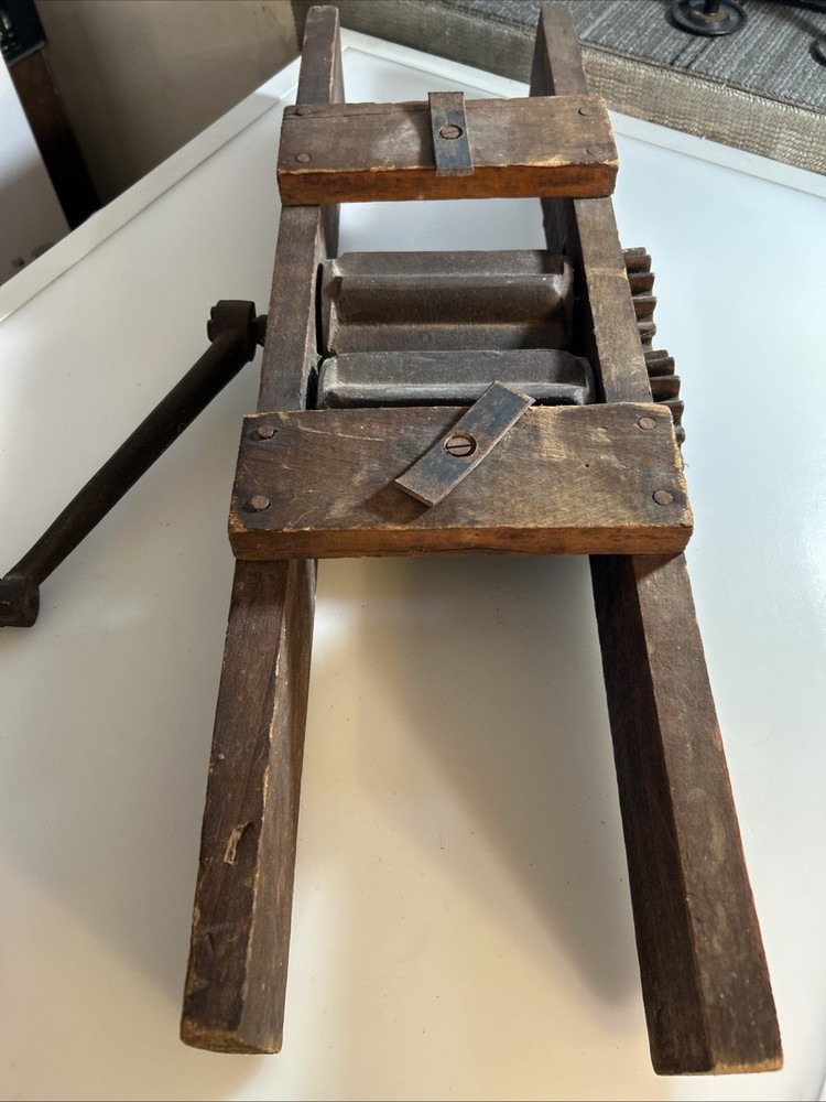 Antique Wood Fruit Grape Wine Crusher See Description