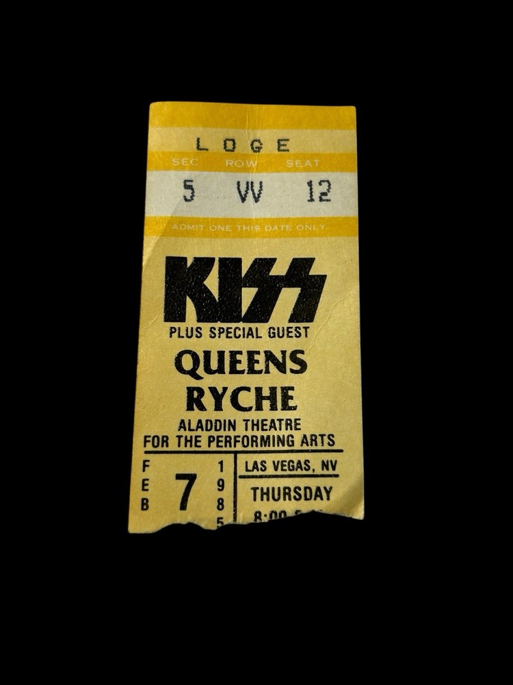 kiss queensryche ticket stub 1985 Las Vegas Seat 5 row 12