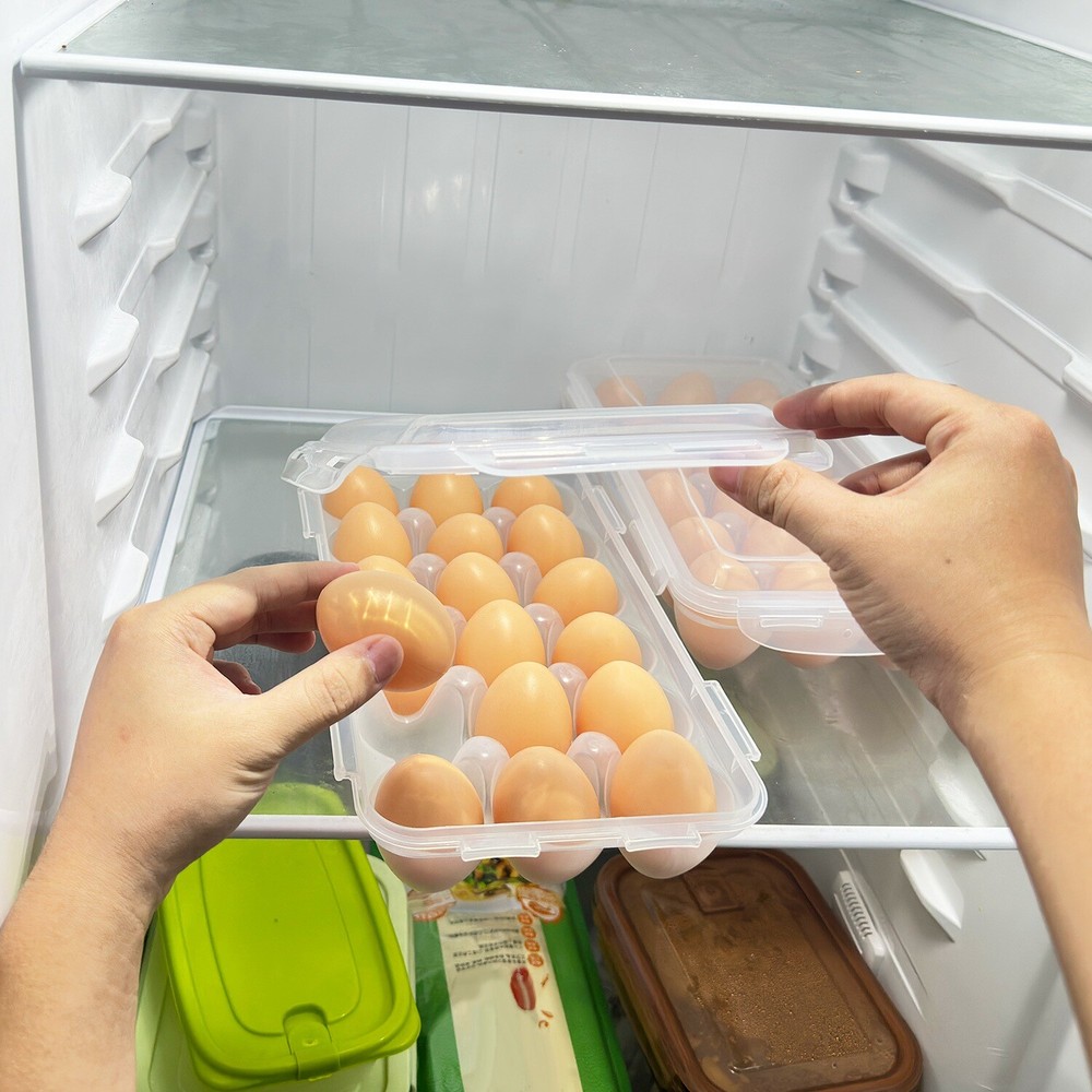 2x Plastic Egg Holder Stackable Egg Storage Box Egg Rack for Refrigerator Fridge