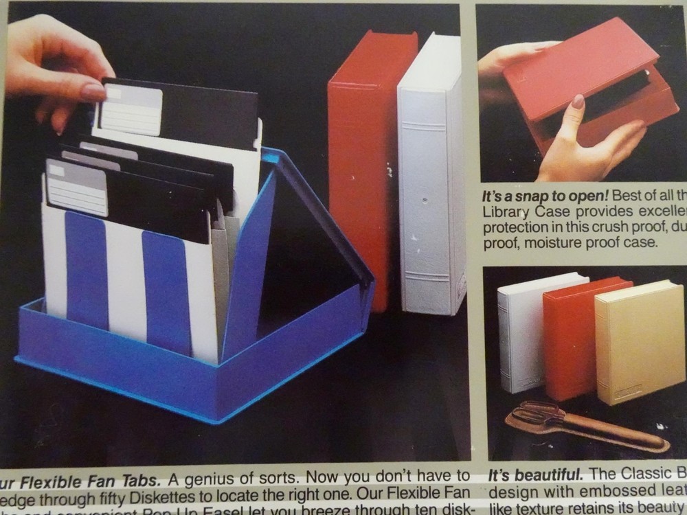 SRW Red Plastic Library Case for 10 X 5 1/4" Mini Diskettes & Spine Label