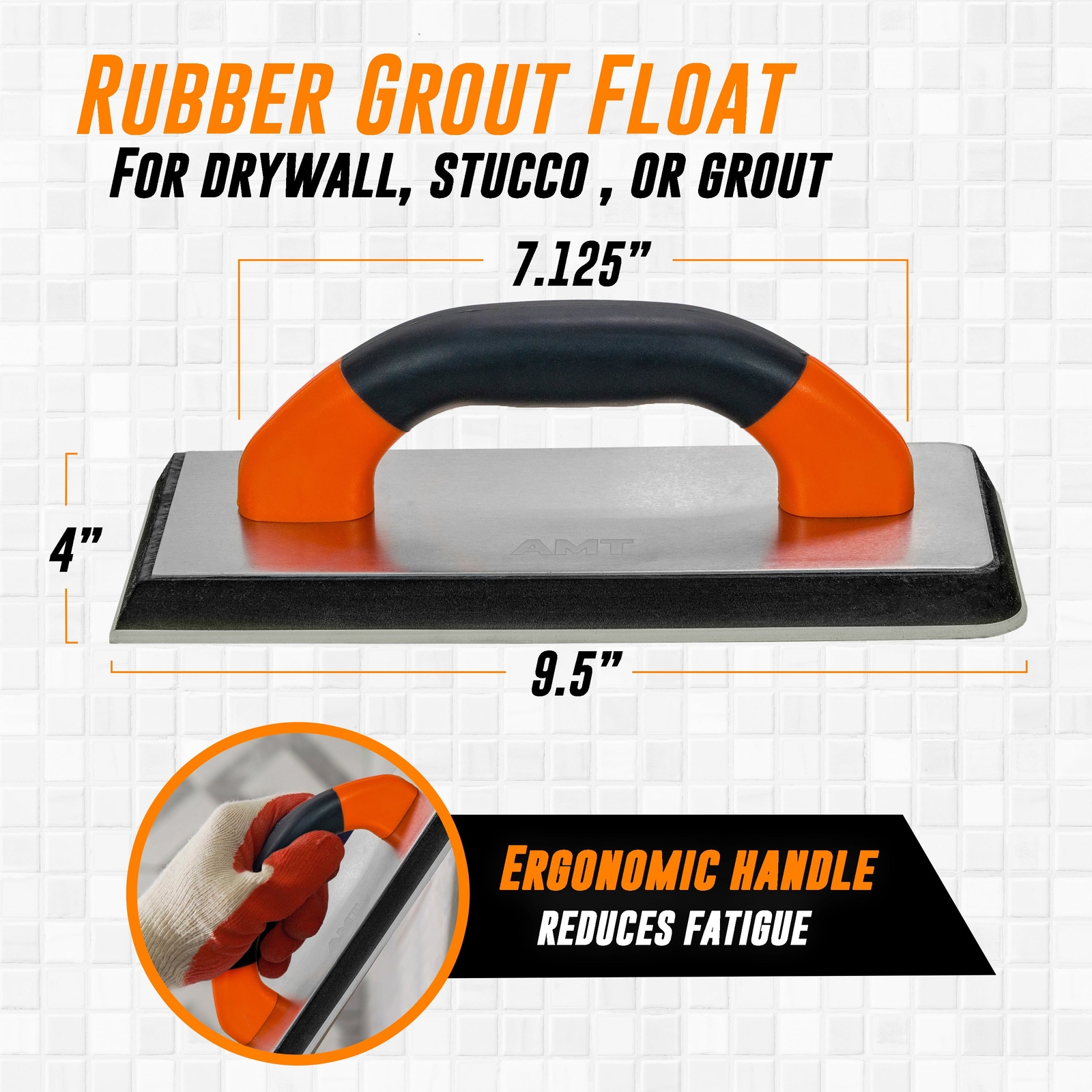 Rubber Grout Float – 9.5” x 4 Inch Grout Float for Tile – Grout Trowel for Tile,