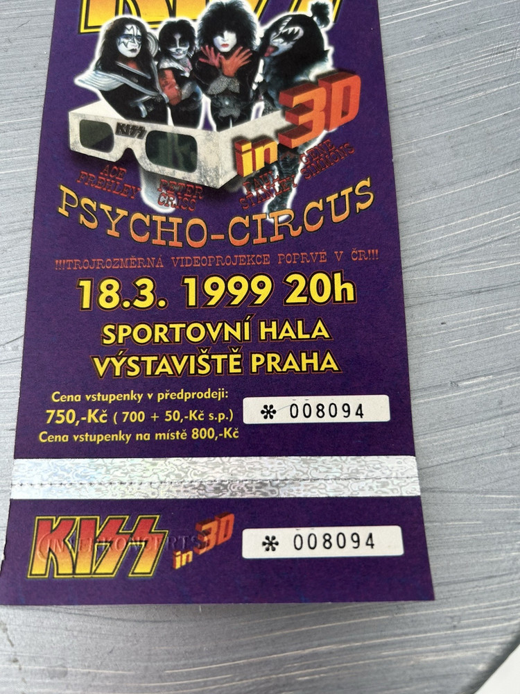 1999 Lot of (2) Kiss Psycho-Circus 3D includes one VIP Ticket PRAQUE