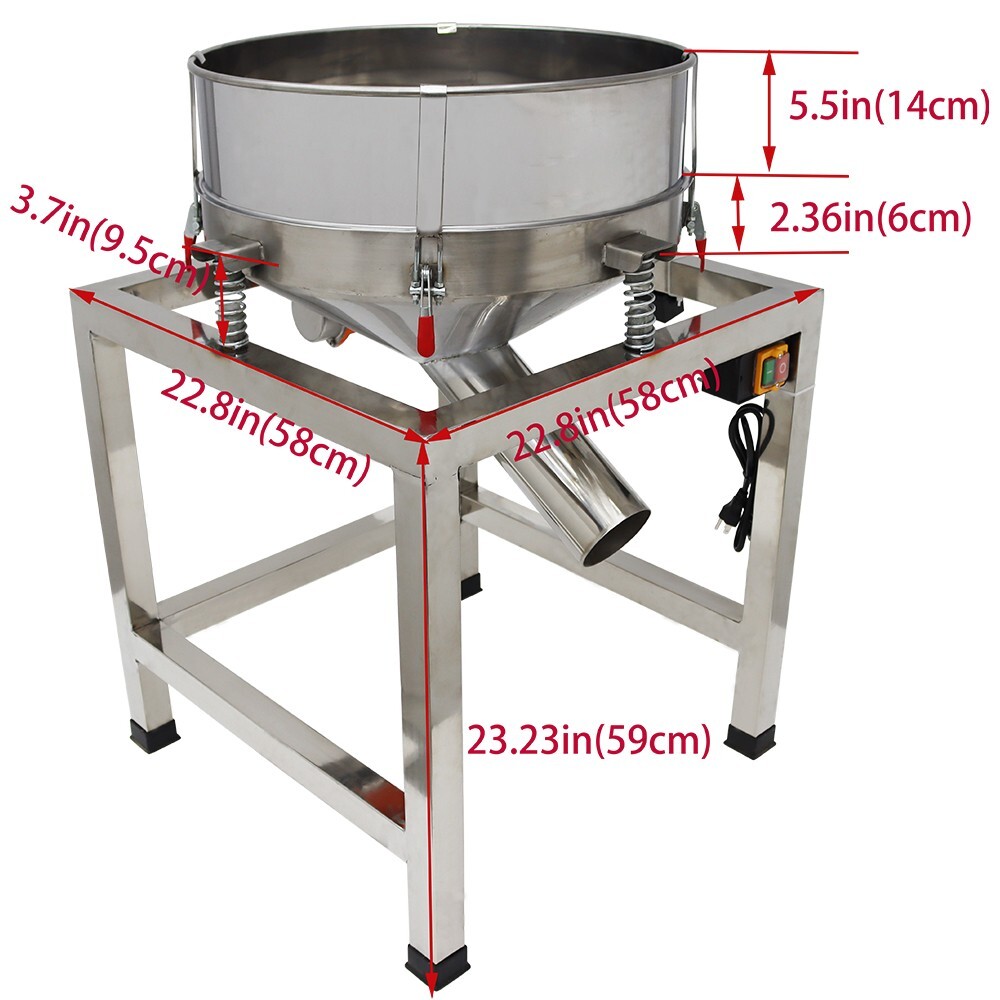 19.6in Electric Sieve Industrial Vibrating Screen Stainless Shaker 40 , 100 Mesh