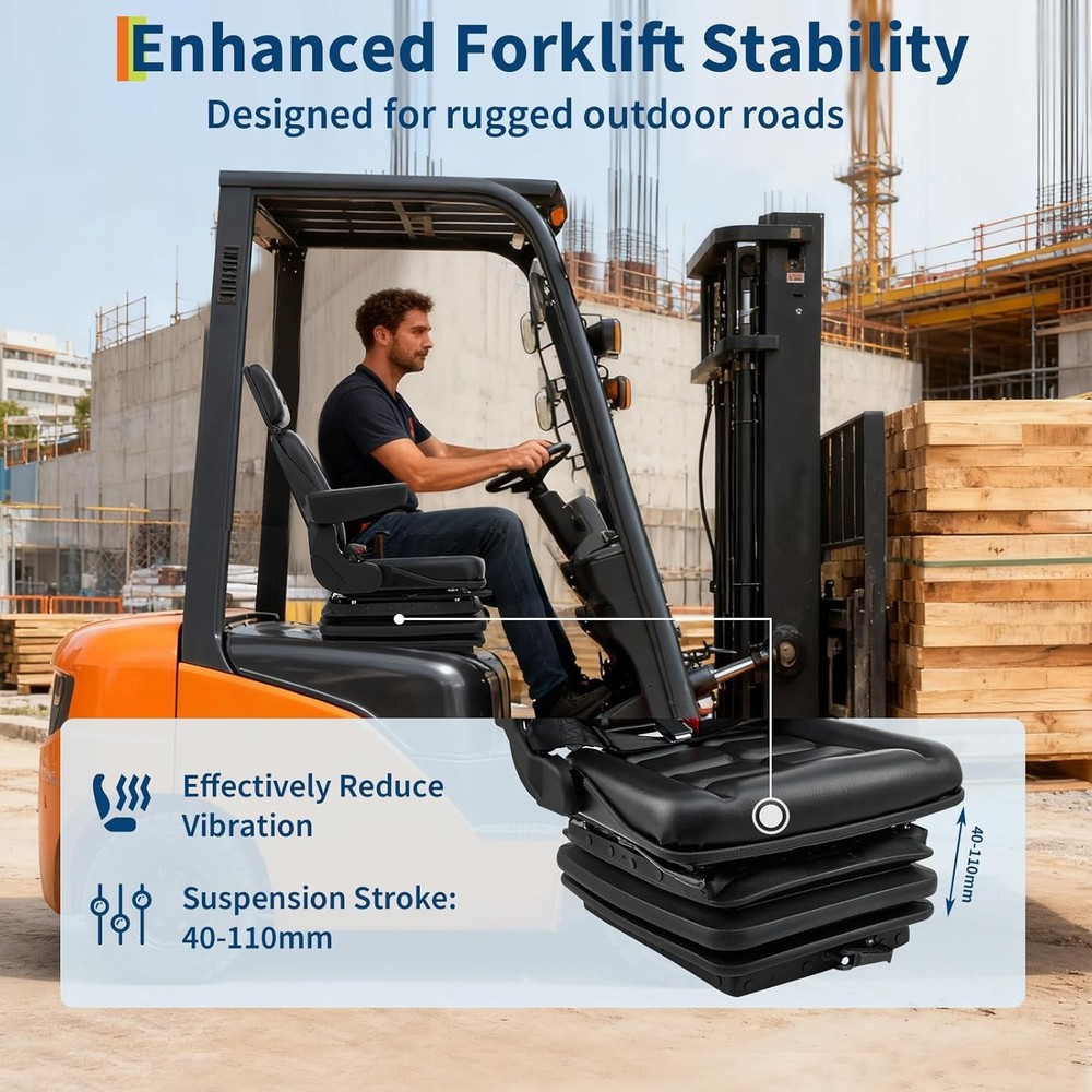 Adjustable Seat for Excavator & Skid Steer: Foldable Design with Slide Rails