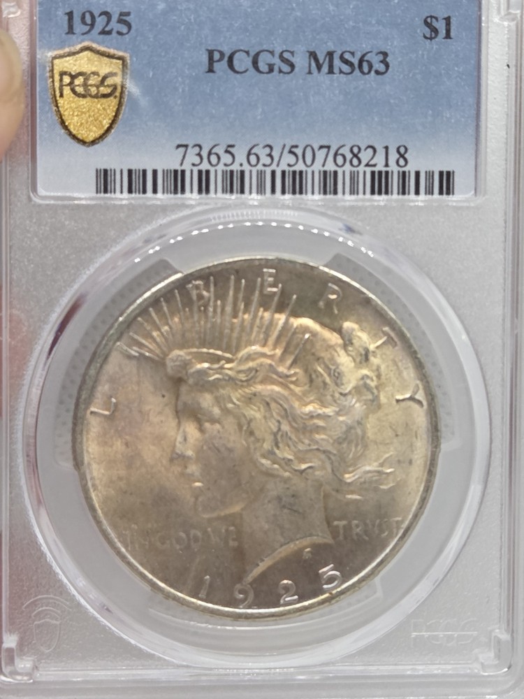 1925 $1 Peace Dollar PCGS MS63 Toned
