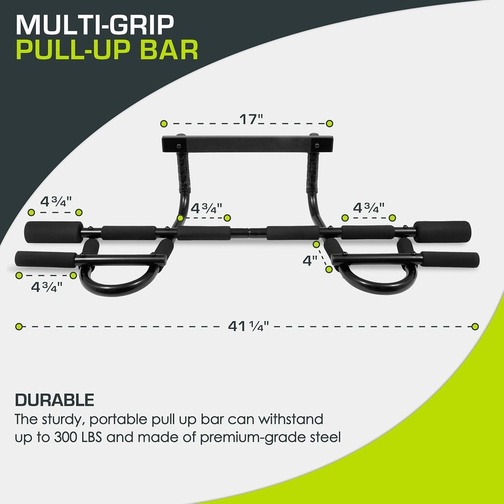 Multi-Grip Pull Up Bar for Full-Body Strength – Easy Install & 300 lb Capacity