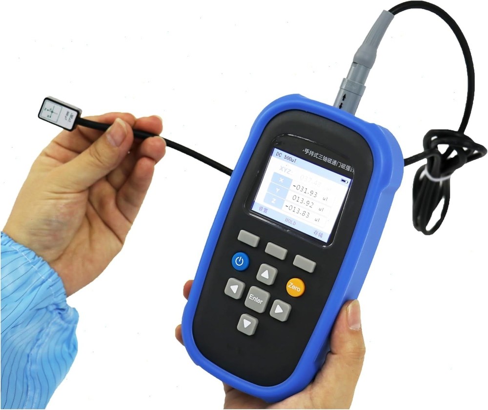 Portable Three-Axis Fluxgate Magnetometer with Class 1 Range 0~2000 μT