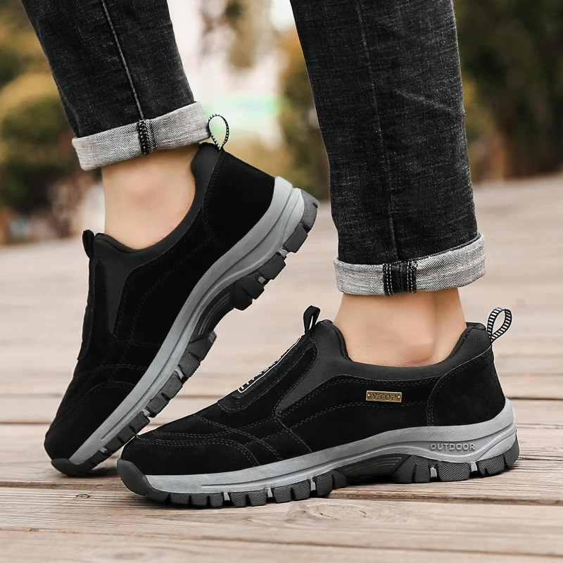 Men's Slip-On Walking SneakersHiking Orthopedic Slip-On Wide Trail Shoes