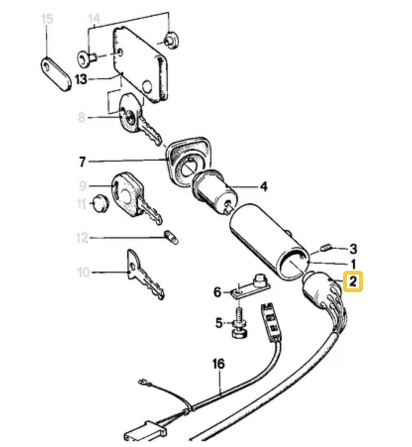 Ignition switch for BMW E-28