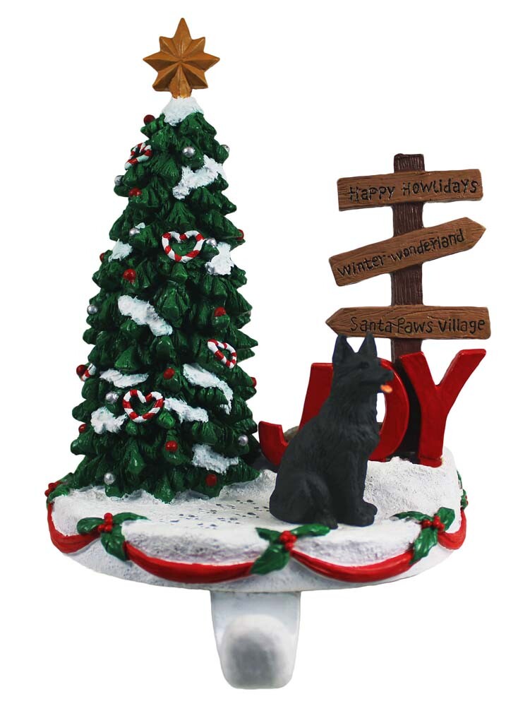 German Shepherd Stocking Holder Hanger Black