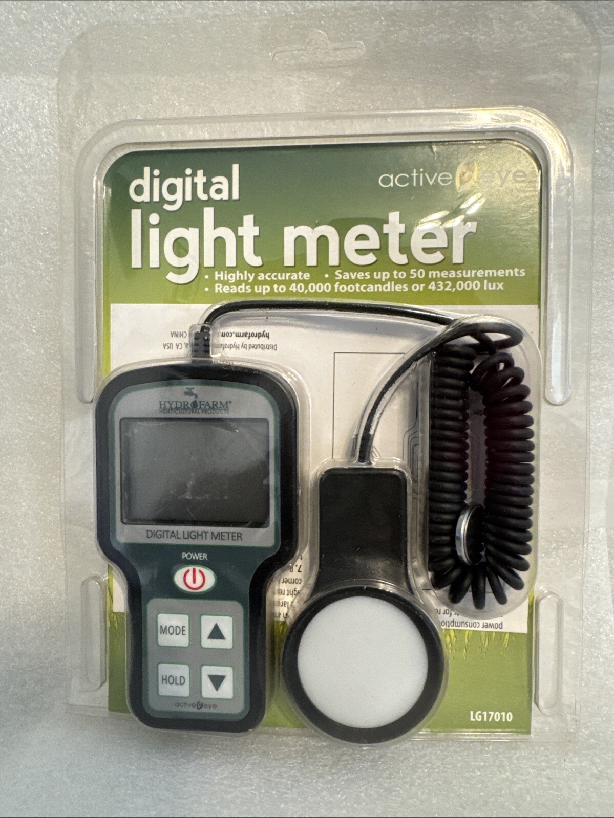 Hydrofarm Active Eye LG17010 Digital Plant Grow Hydroponic Light Meter NEW
