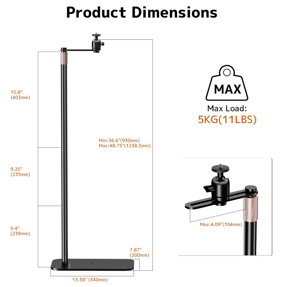 Universal Projector Stand – Height Adjustable & 360° Rotatable Mount with 1/4...