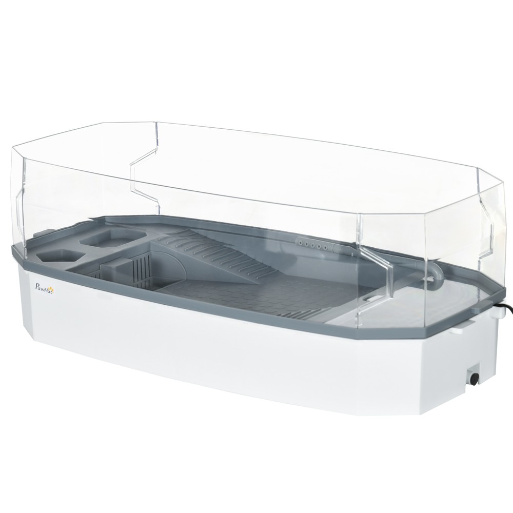 PawHut Turtle Tank Turtle Aquarium w/ Basking Platform Pump Filter Layer