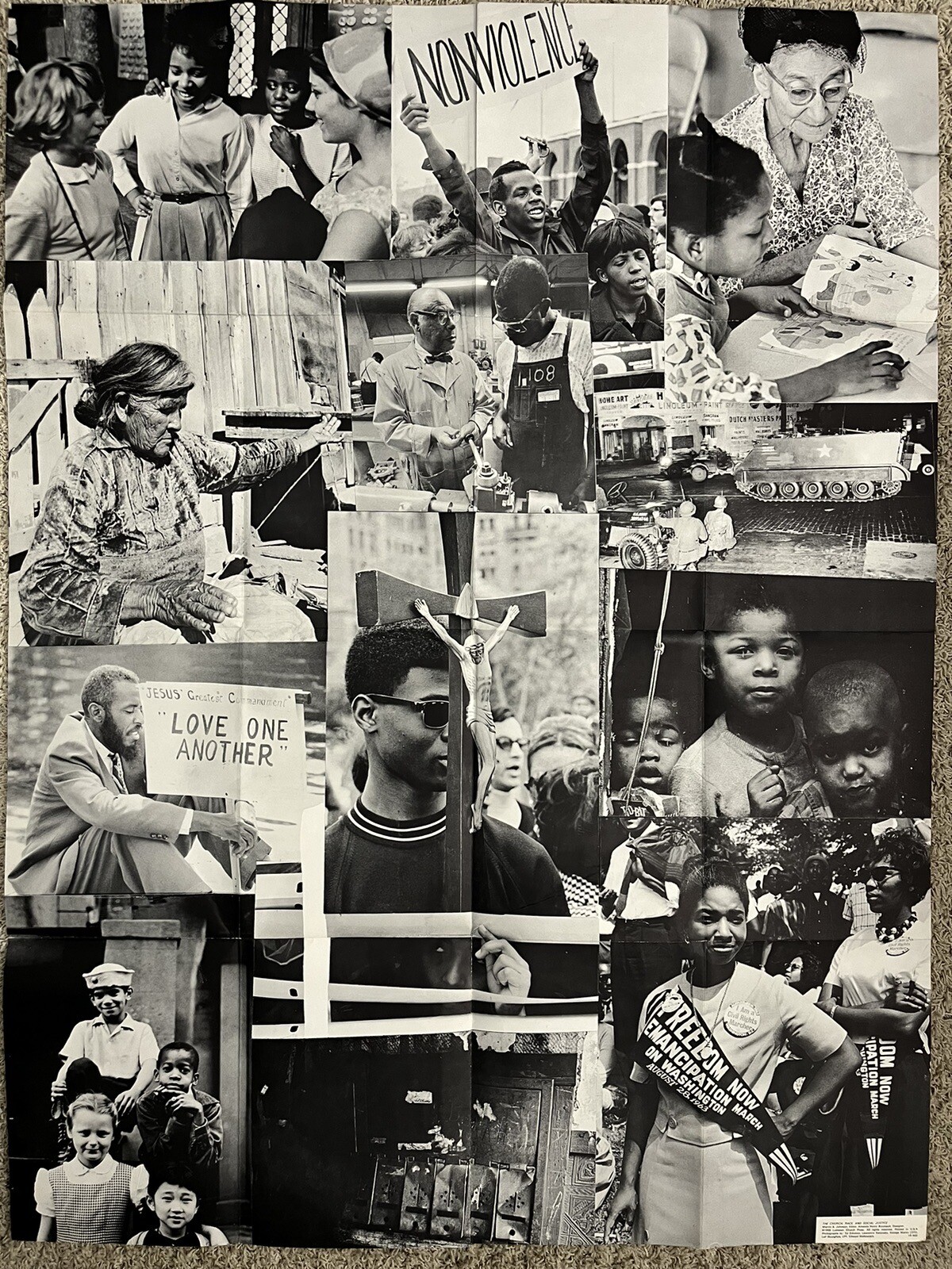 Vintage RARE 1968 Civil Rights Freedom Social Justice Equality Poster 36”X48”