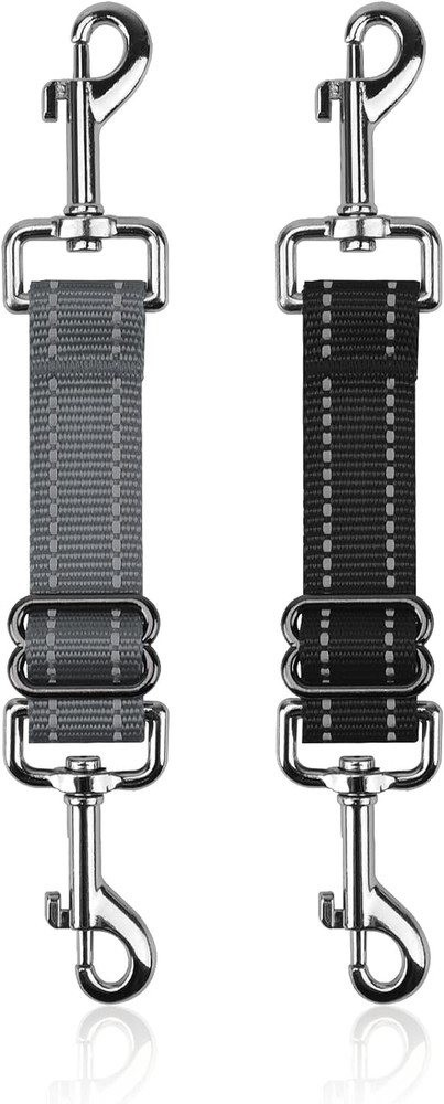 Dog Safety Collar Clips 2 Pack Adjustable Prong Backup Clips Reflective Double E