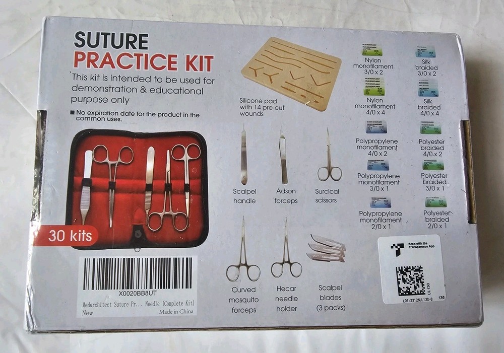 Medarchitect Suture Practice Kit (30 Pieces) SEALED