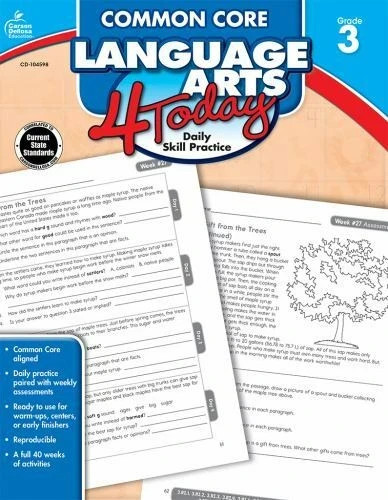 Carson Dellosa | Common Core Language Arts 4 Today Workbook | 3rd Grade, 96pgs