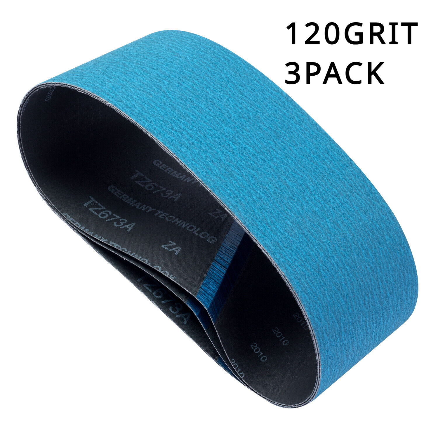 SATC PREMIUM 4 X 24 INCH BLUE ZIRCONIA SANDING BELTS 3 PACKS 120 GRIT FOR METAL