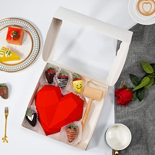 14pcs 9x9x2.5 Inches Bakery Boxes with Window Pie Boxes Breakable Heart Boxes...