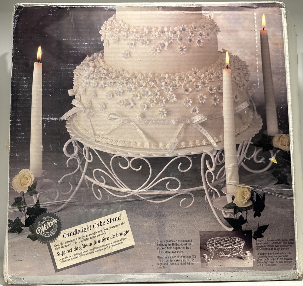 Wilton Candlelight Cake Stand 21.5” Diameter Scrollwork 1996 Original Box EUC
