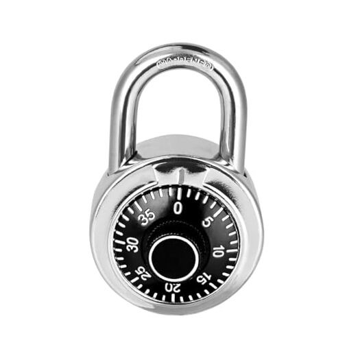 Combination Padlock 1 Pack, Fixed Dial Combination Padlock with 1 PACK Black