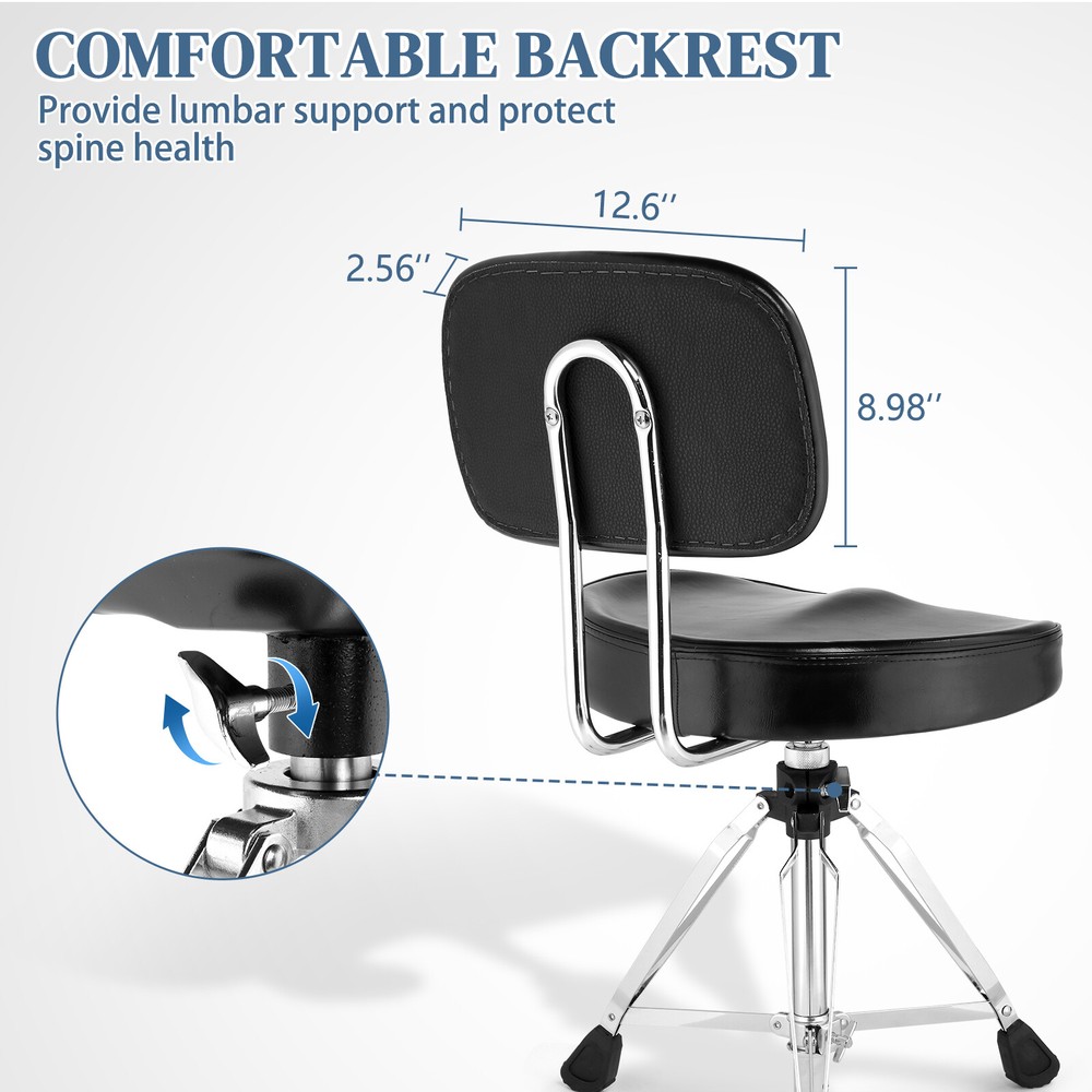 Ktaxon Drum Throne with Backrest,Drum Stool Adjustable Height with 5A Drumsticks