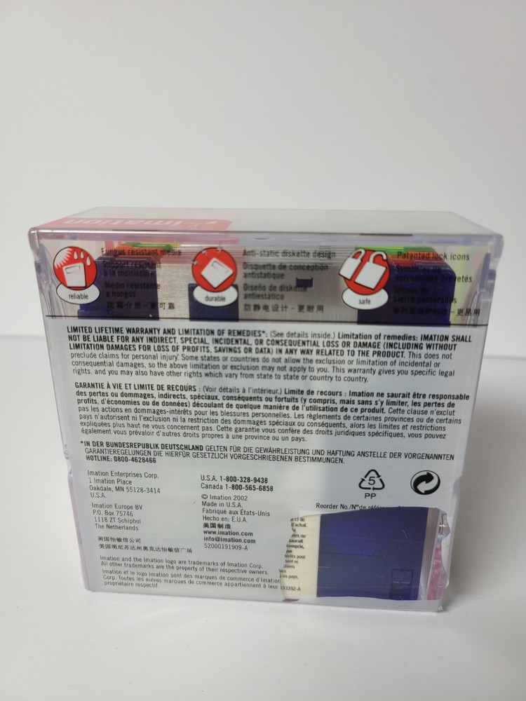 Imation Neon Diskettes 10 pack 2HD 1.44MB New Sealed IBM Formatted