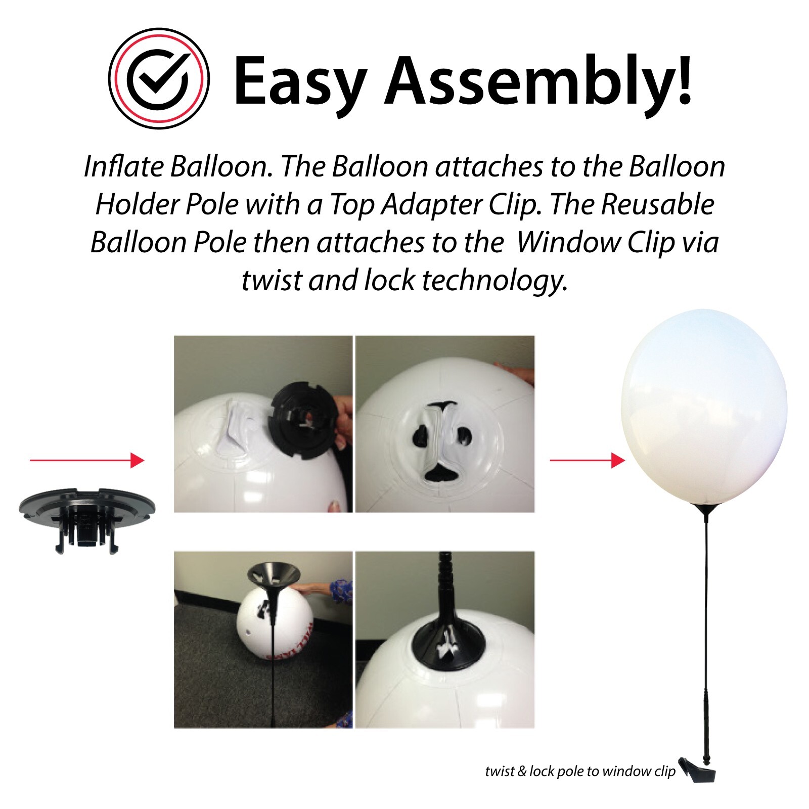 Reusable Balloon Window Kit - No Helium Needed - PVC Vinyl for Car Dealerships