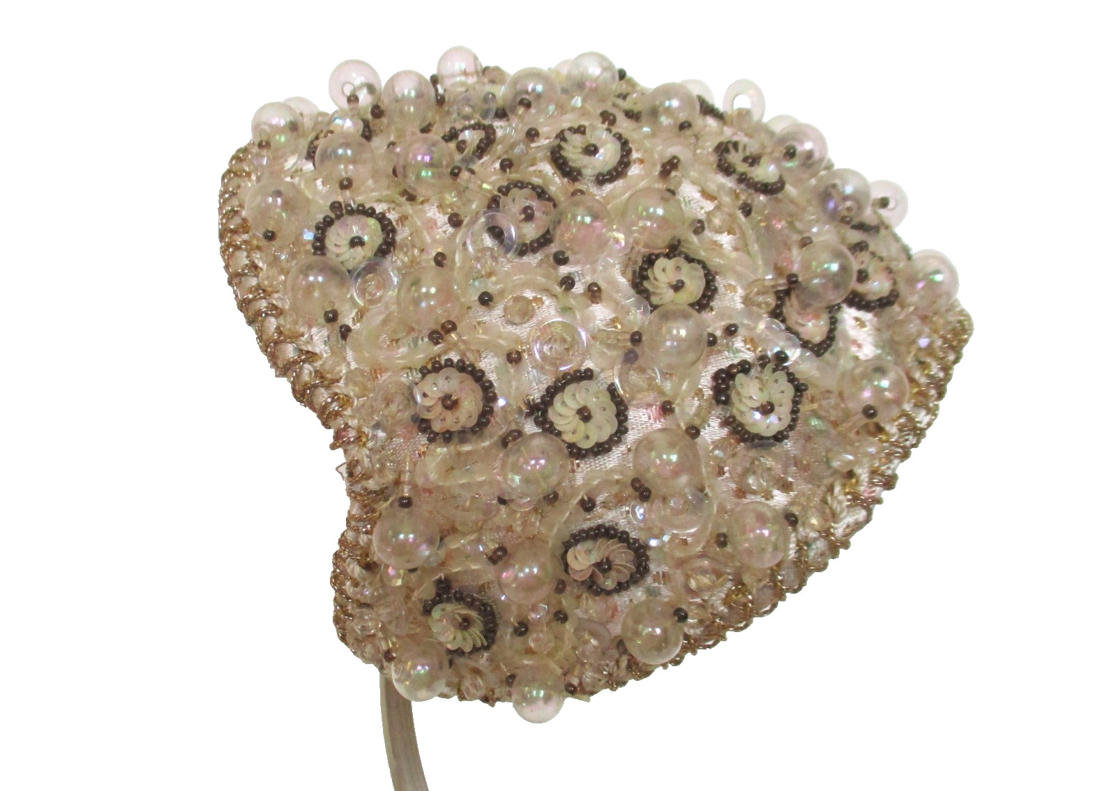 Vintage 1940s Juliet Cap Hat Beads Sequins Frances & Walter Nelkin Bridal