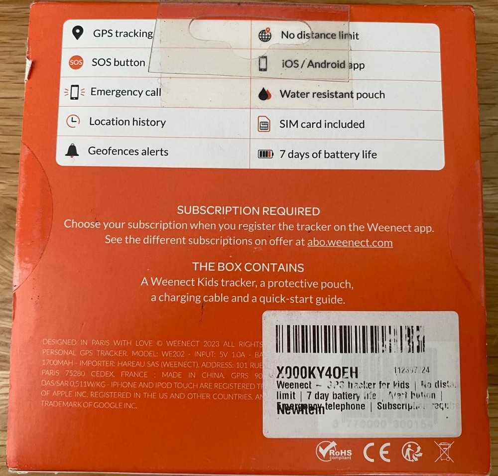 Weenect GPS Tracker For Kids WE202 New Sealed Packaging