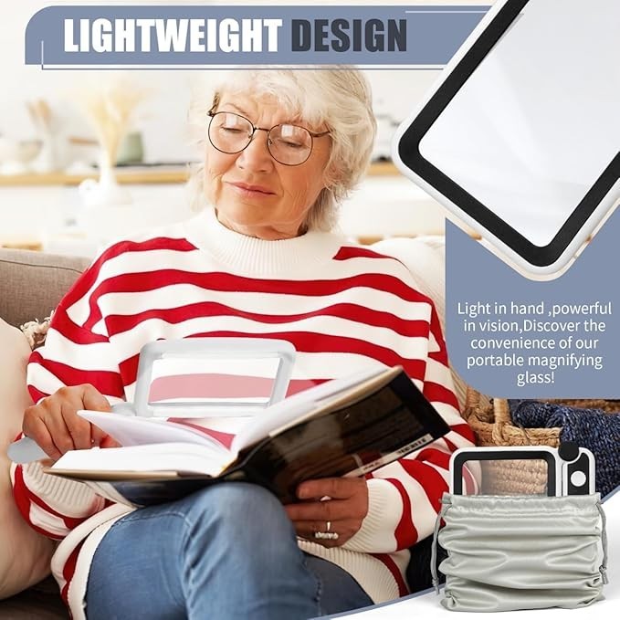 5X Magnifying Glass W/Light Rechargeable LED Handheld Reading Low Vision Seniors