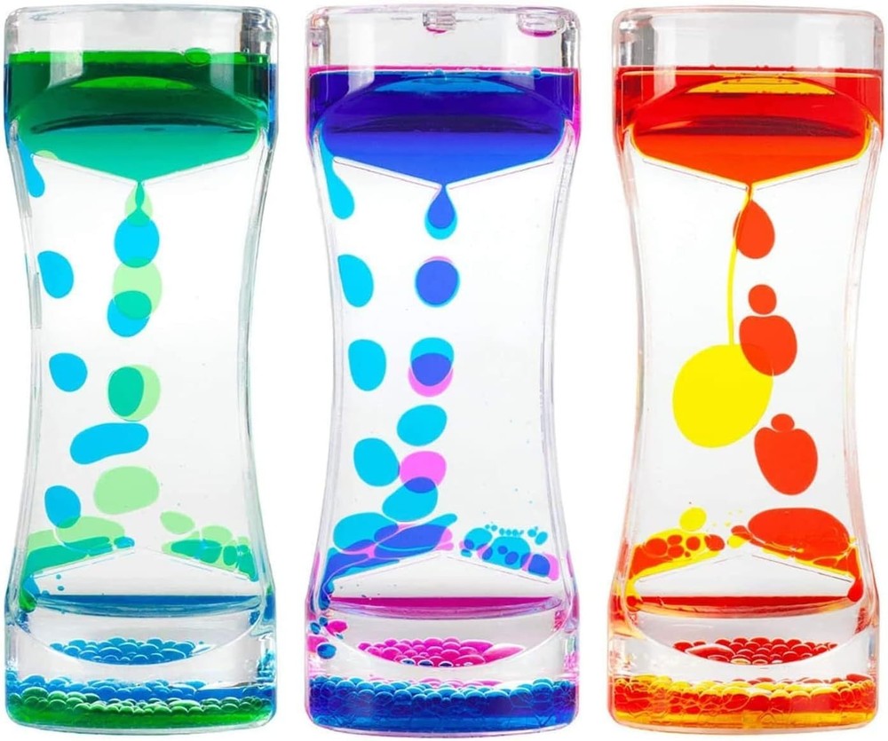 Liquid Motion Bubbler Timer Colorful Oil Hourglass 3 Pack
