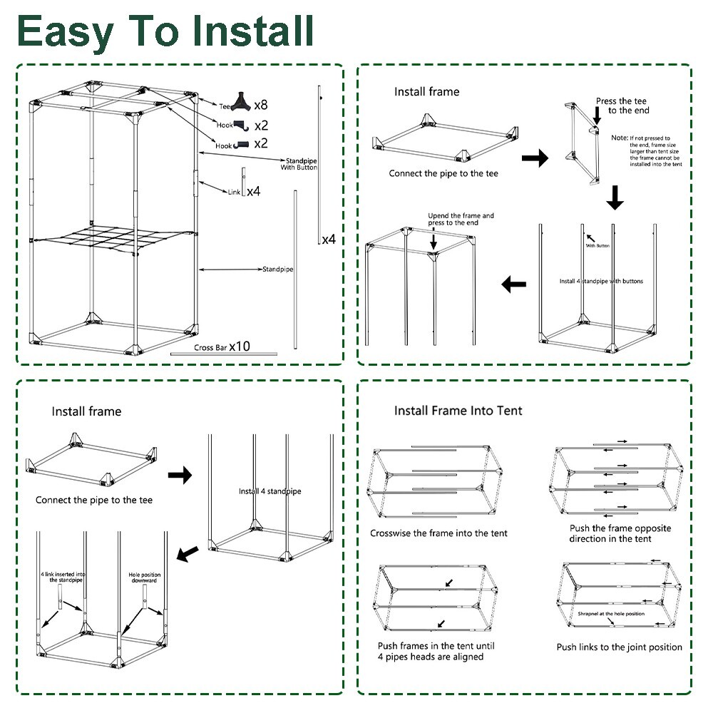48"x48"x80" Grow Tent Kit w/LED Full Spectrum Grow Light +Ventilation Inline Fan