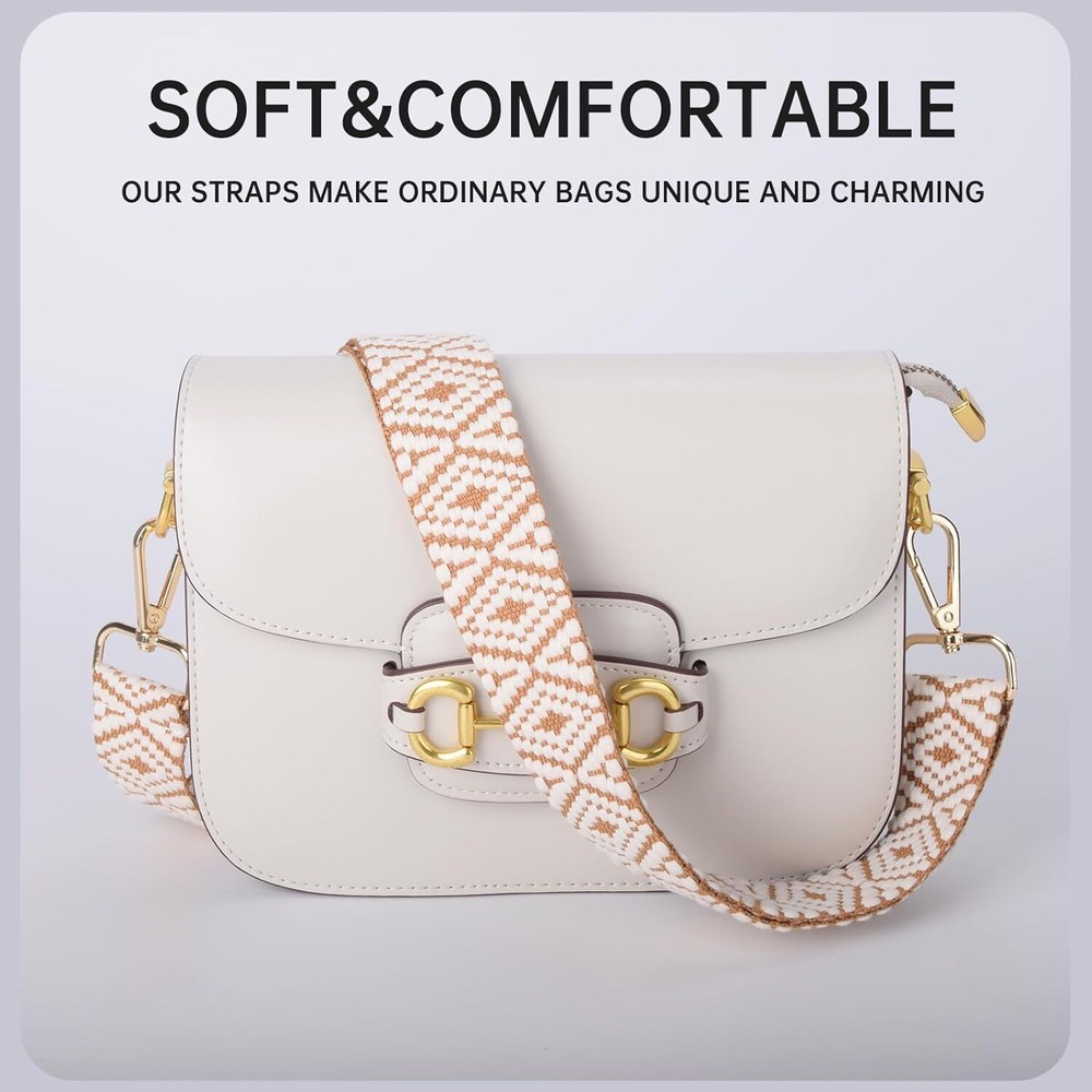 Purse Straps Replacement Crossbody Bag Strap for Purses Light Brown Geometry