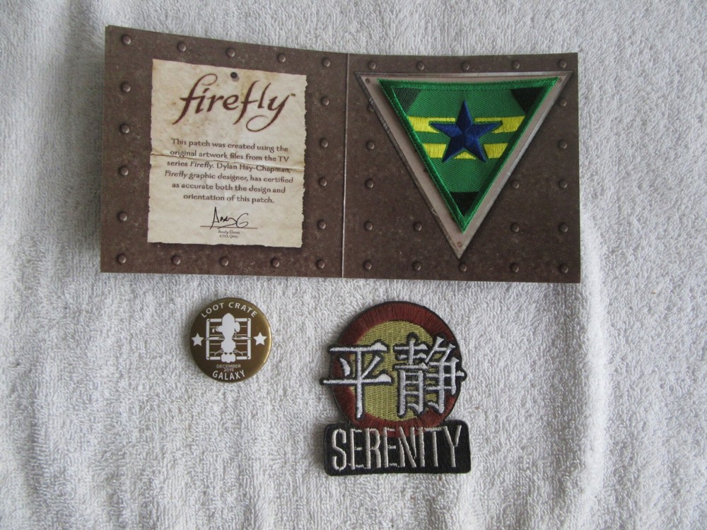 Firefly Loot Crate Brown Coats Triangle Patch, Serenity patch, loot crate button