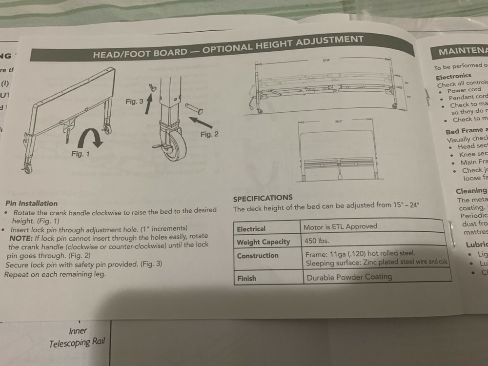  PROBASICS Semi-Electric Hospital Bed (BED  ONLY)