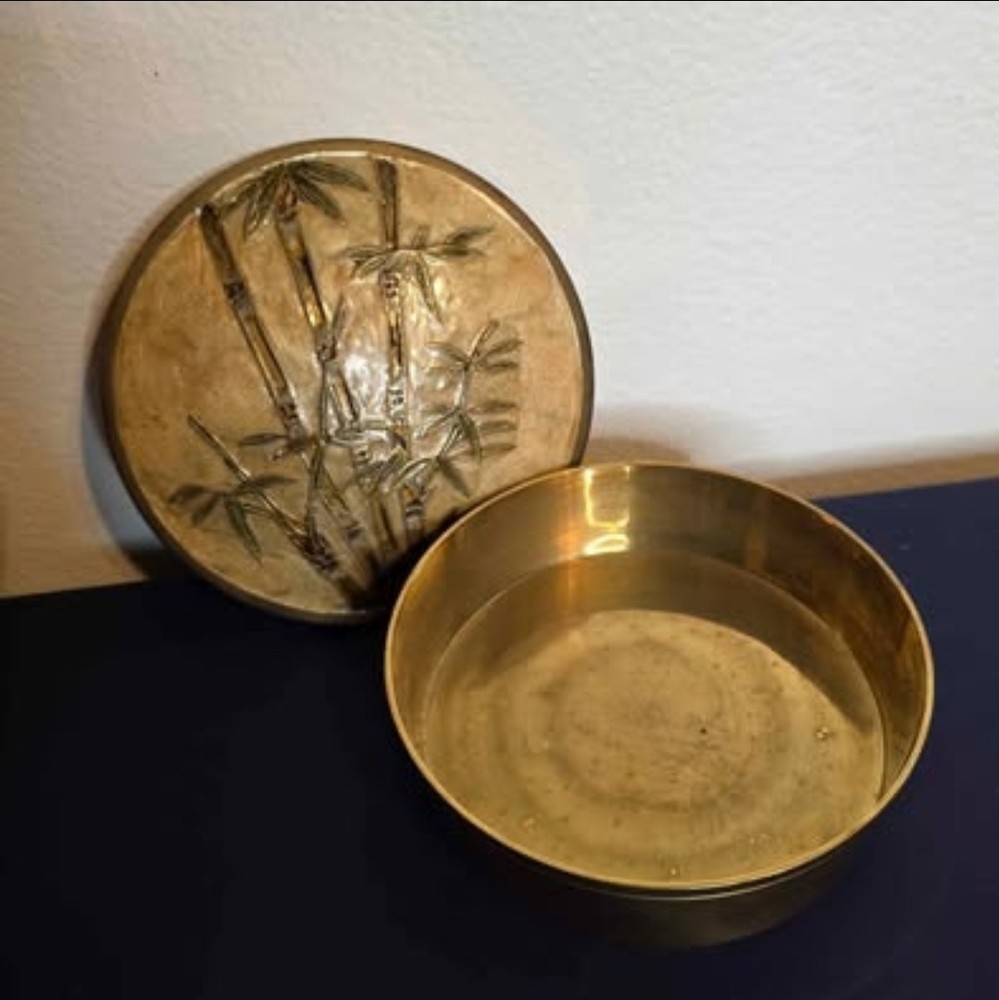 Heritage Collection Solid Brass & Enamel Powder Box with Lid