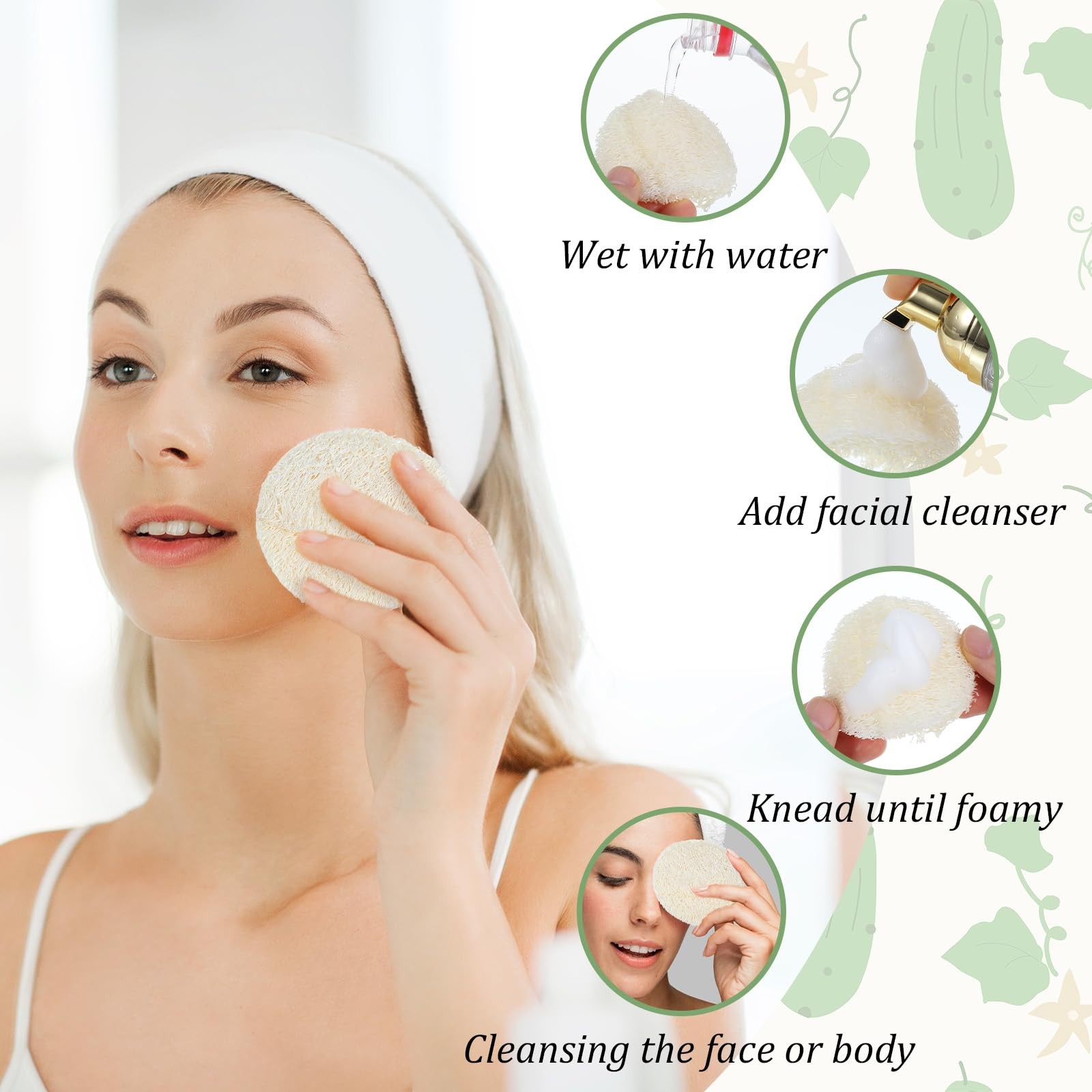 Nogeqi 20 Pcs Natural Loofah Sponge Pads for 1 Count (Pack of 20), Beige