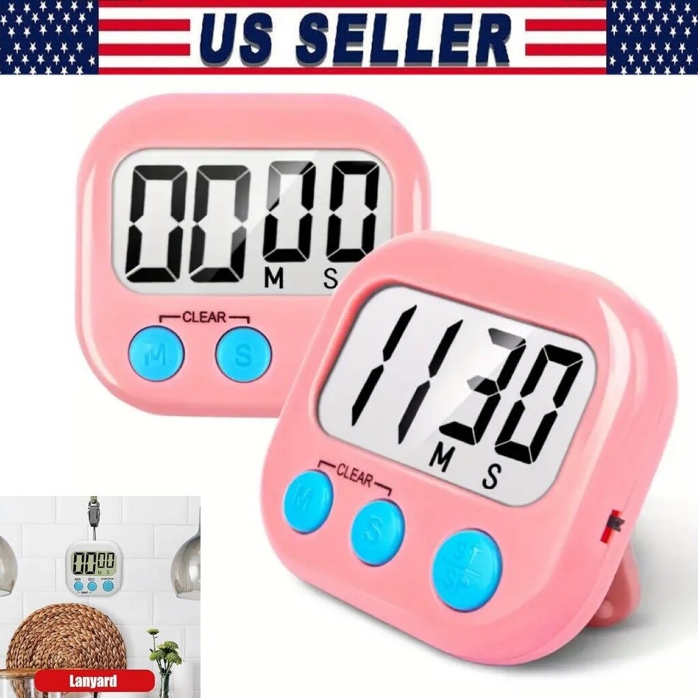 Large LCD Digital Kitchen Cooking Timer Count Down Up Clock Loud Alarm Magnetic