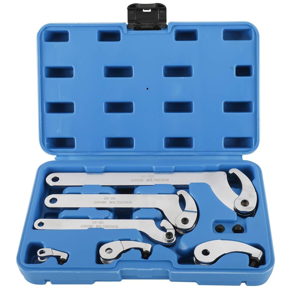 8Pcs Adjustable Hook Pin Spanner Wrench Tool Set Locking Nut Wrench 35mm-120mm
