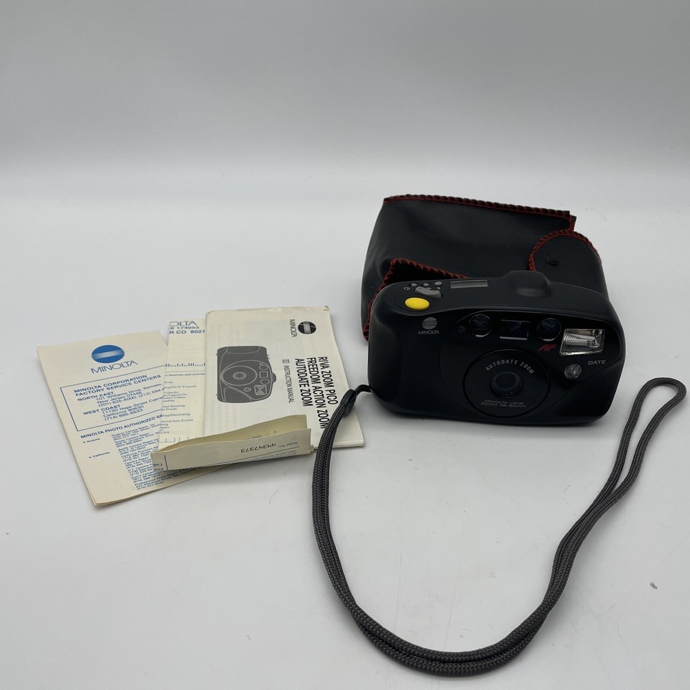 MINOLTA Autodate Zoom 35mm CAMERA Carry Pouch & Instruction Manual - Working